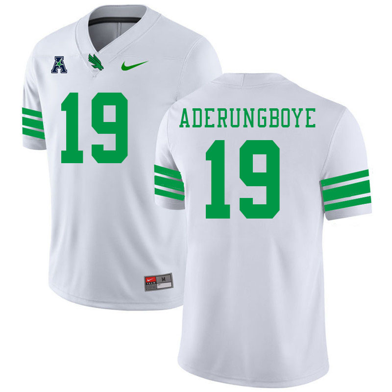 #19 Victor Aderungboye North Texas Mean Green College Football Jerseys Stitched-White